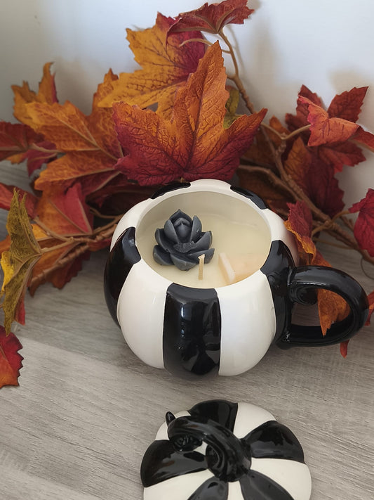 Bougie Mug Citrouille d'Halloween noir et blanc | 220g