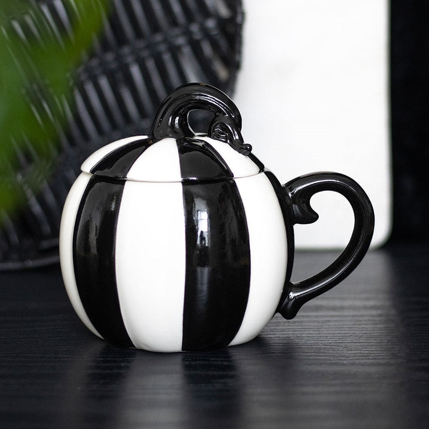 Bougie Mug Citrouille d'Halloween noir et blanc | 220g